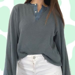 Everlane Henley Long Sleeve Waffle Knit Top